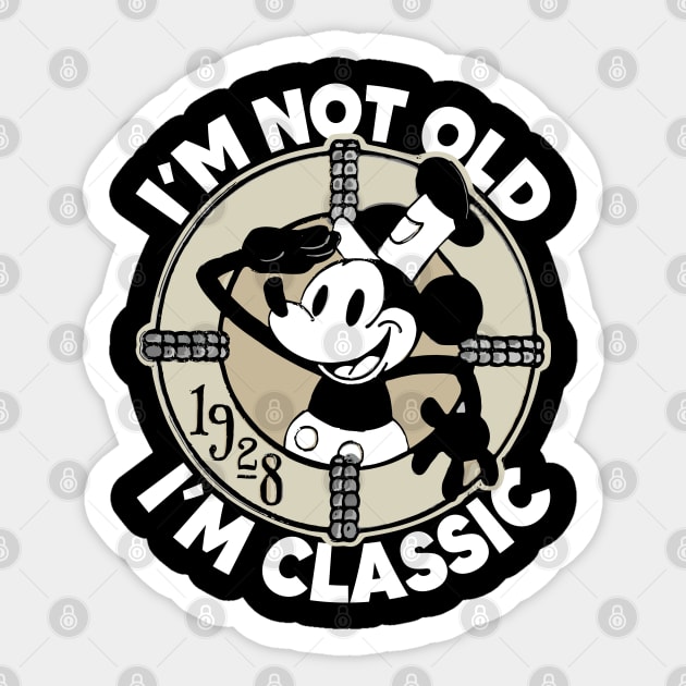 Steamboat Willie. I'm Not Old I'm Classic 3 Sticker by Megadorim